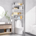 Axdtvoz OverTheToilet Storage Rack 4Tier,Bathroom Organizer Shelf Over Toilet,Adjustable Wooden Shelves and Basket,Freestandi