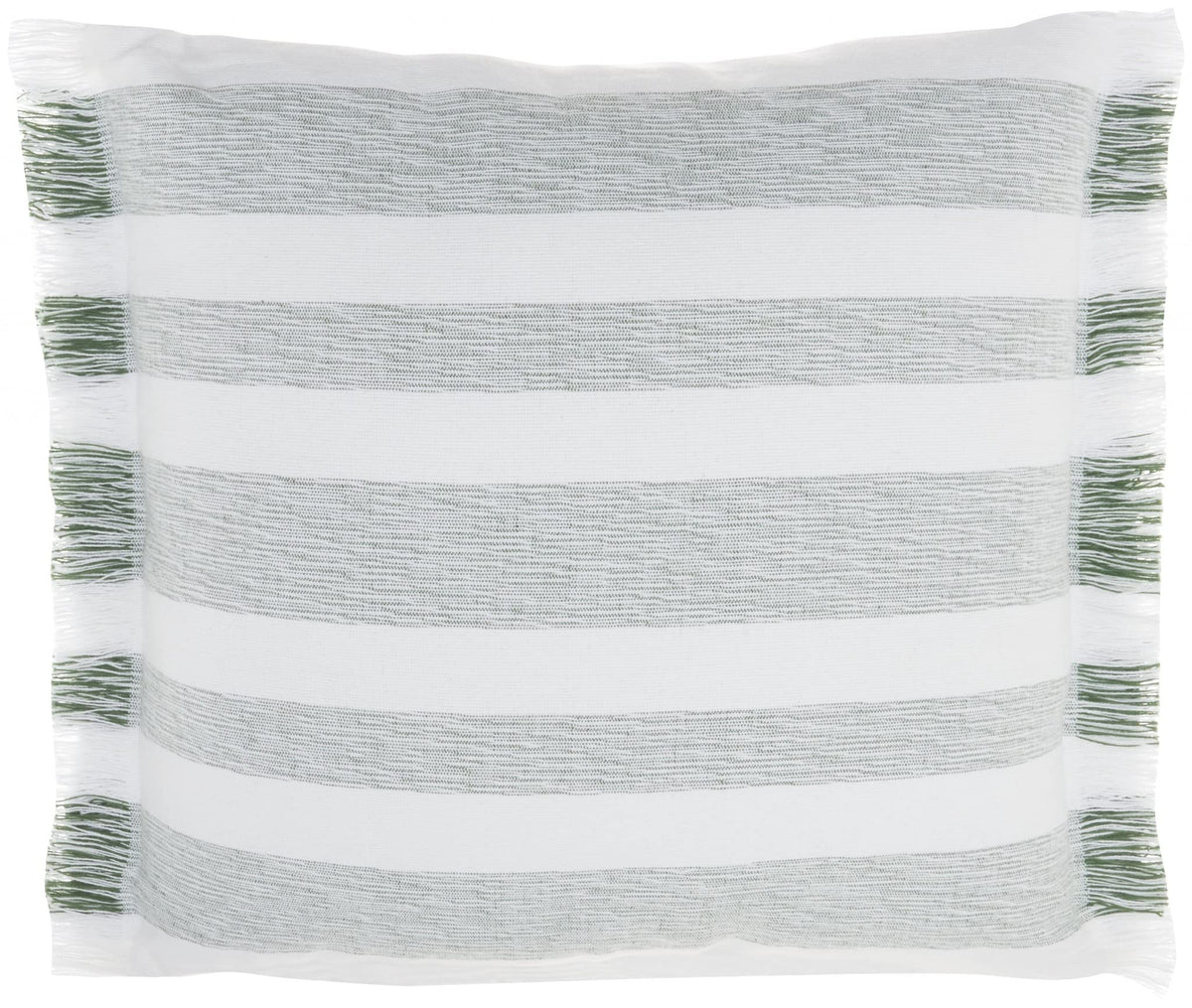 HomeRoots 100% Cotton Green and White Soft Stripes Square Throw Pillow