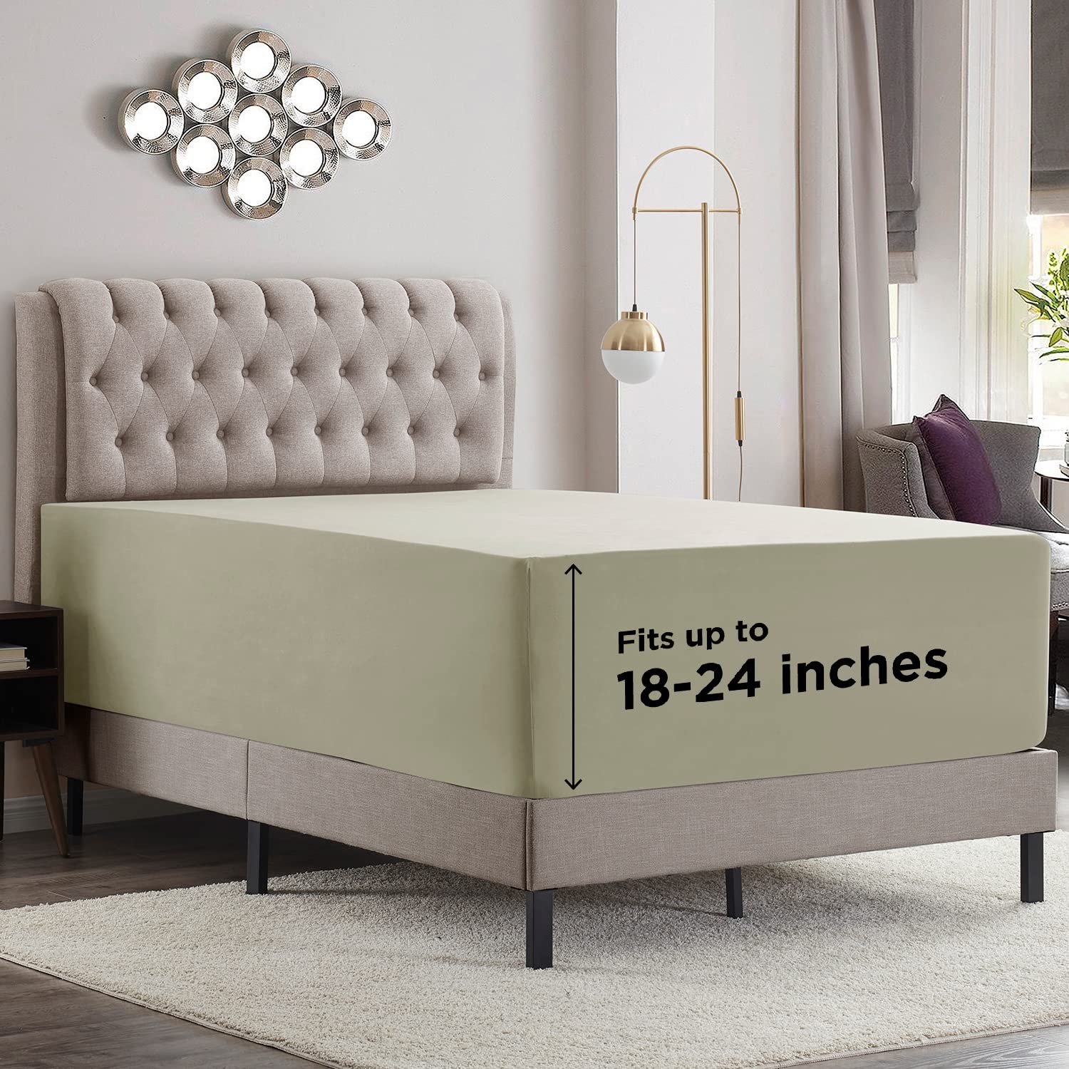 Empyrean Bedding Extra Deep Queen Fitted Sheet Only Deep Pocket Fits 18 To 24 Inch, Fitted Sheet Queen Deep Pocket, Soft Microfi