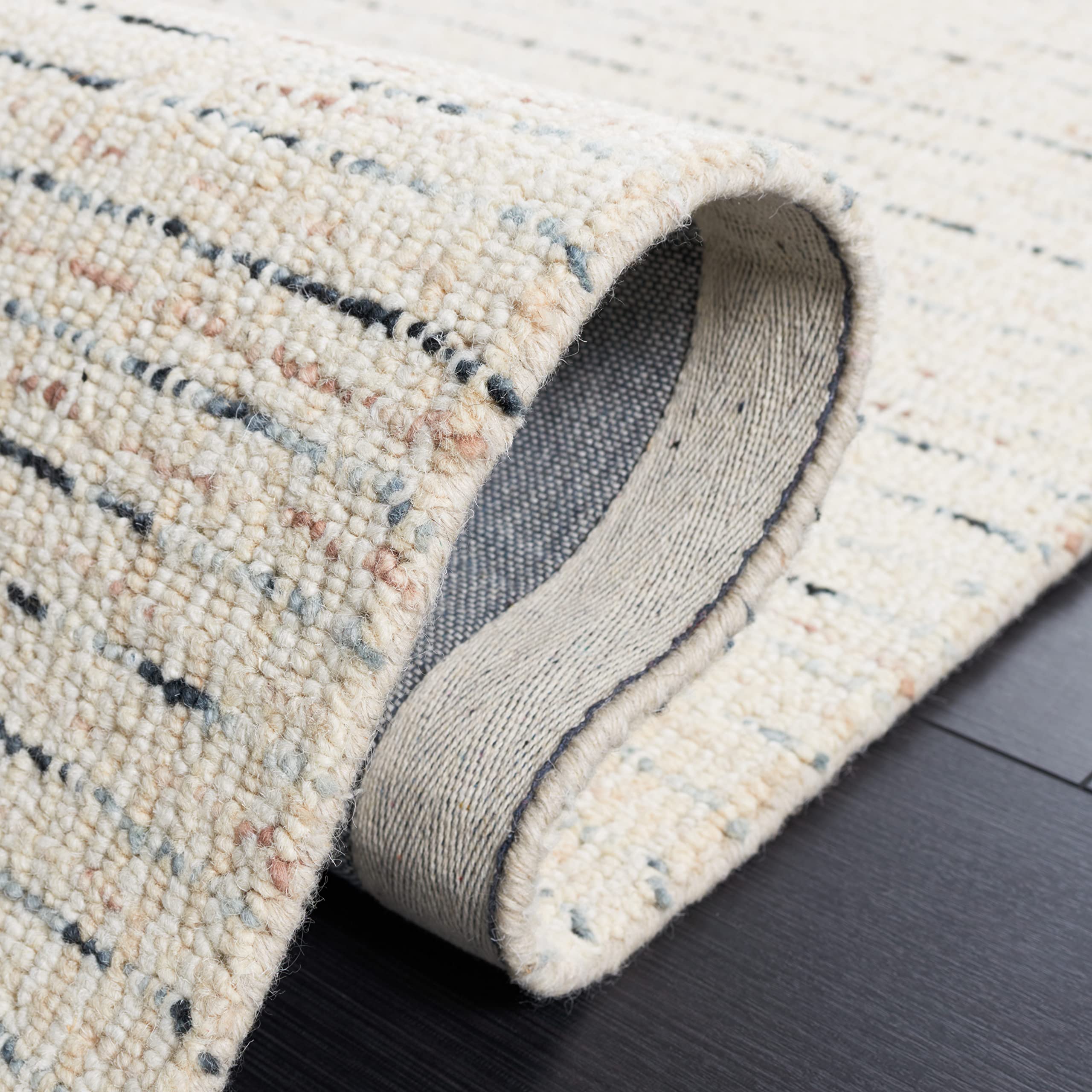 Safavieh Abstract Collection Area Rug - 6' X 9', Ivory & Blue, Handmade Wool, Ideal For High Traffic Areas In Living Room, Bedro