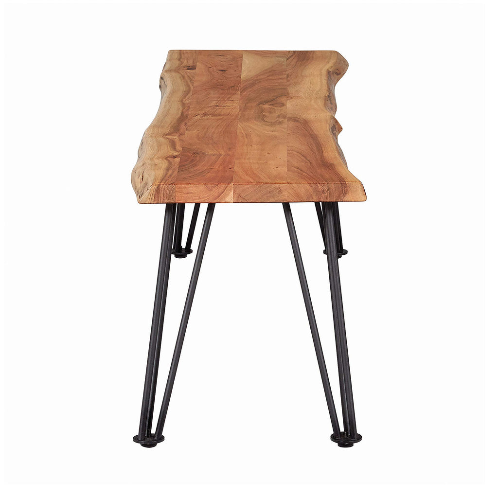 Coaster Furniture Sherman Modern Solid Wood Live Edge Dining Bench Metal Base Natural Acacia Gunmetal 190913