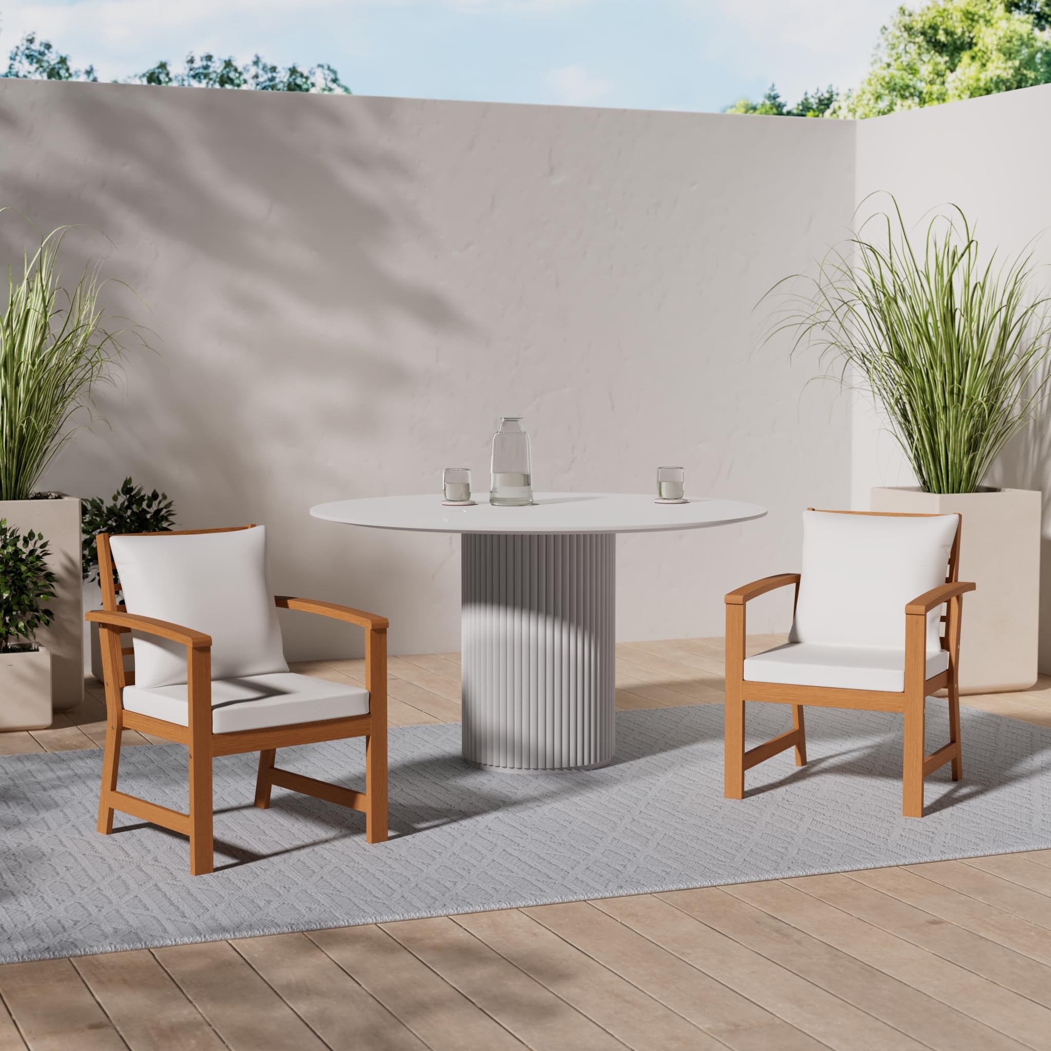 Patio Chairs 2 pcs with Cream Cushion Solid Acacia Wood