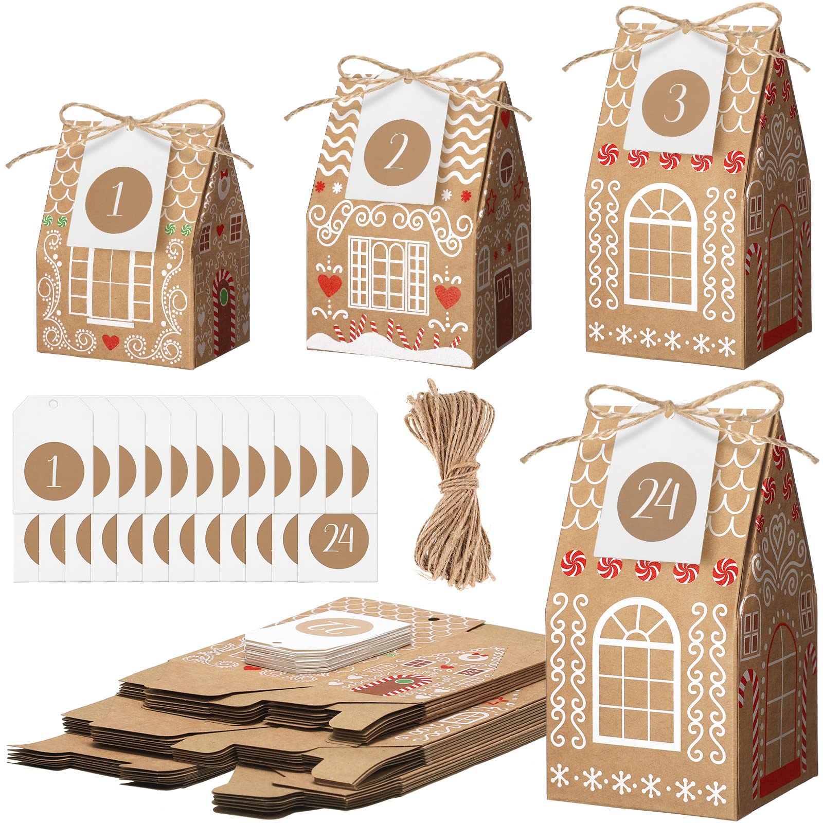 Woanger 24 Empty Advent Calendar Boxes to Fill, Christmas Advent Calendar 24 Days Advent Countdown Gift Boxes Christmas Gingerbr