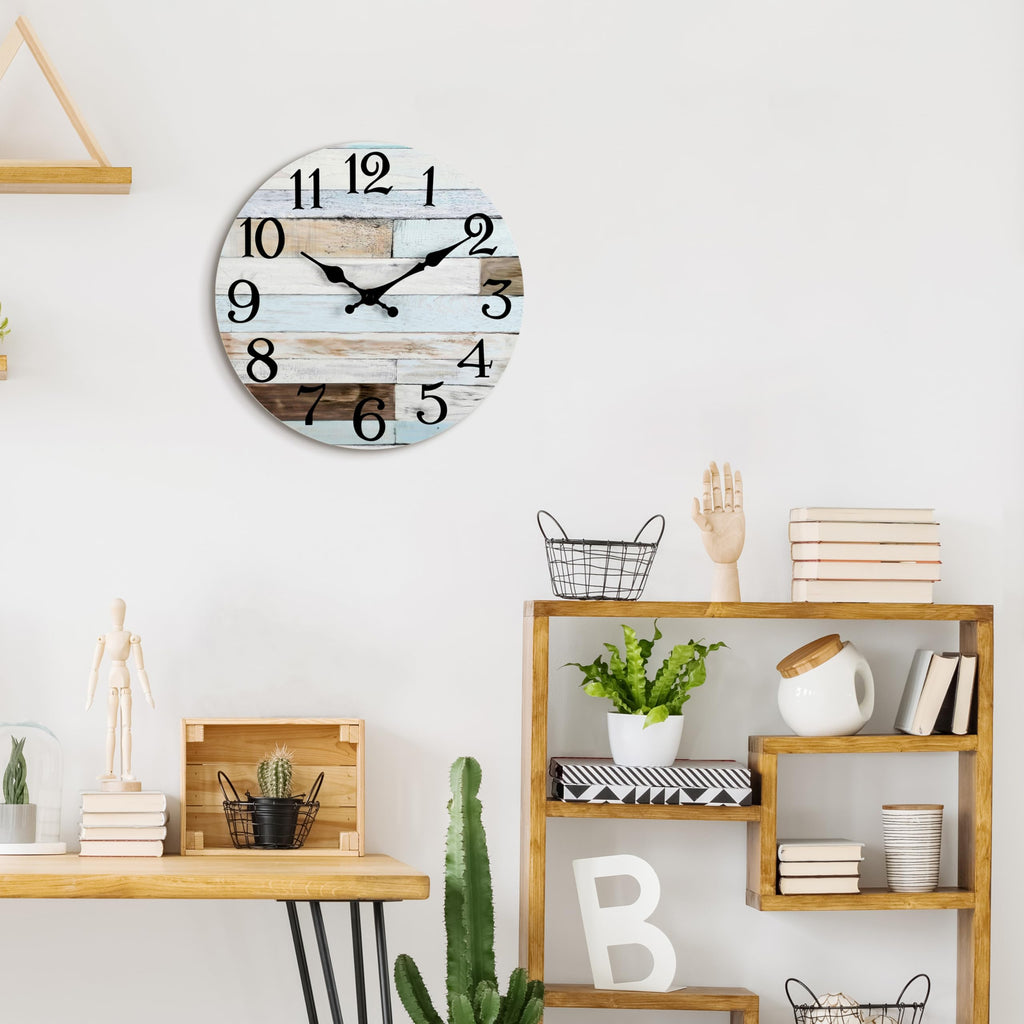 Kecyet Wall Clock - 16 Inch Large Silent Non-Ticking Wall Clocks Battery Operated Coastal Country Style Decorative For Living Ro