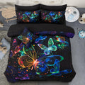 A Nice Night Galaxy Bedding Sets,3D Butterfly Flying In Space Printed,Glitter Butterflies 6Pcs Bed In A Bag Full Comforter Set,