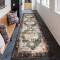 YesRug 2x8 Runner Rug Green Boho Runner Rugs for Hallway Indoor Vintage Rug Laundry Room Bathroom Lightweight Non Slip Rug Washa