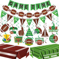 Breling 29 Pcs Football Birthday Decorations Includes Banner Tablecloth Hanging Swirl and Ribbons Football Party Supplies for Ga