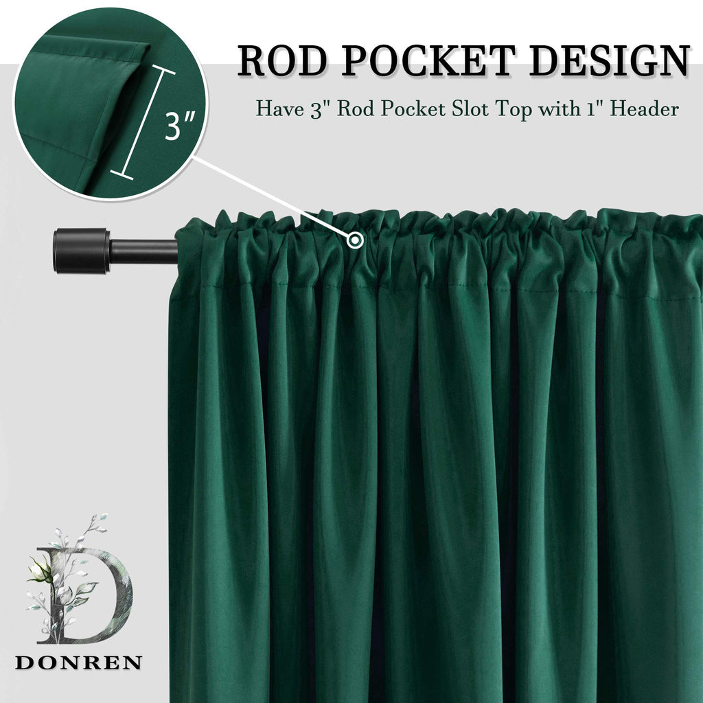 Donren 2 Panels 84 Inches Length Dark Green Blackout Thermal Insulating Window Curtain Panels For Bedroom With Rod Pocket (Hunter Green,52 X 84 Inches Long,2 Panels)