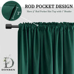 Donren 2 Panels 84 Inches Length Dark Green Blackout Thermal Insulating Window Curtain Panels For Bedroom With Rod Pocket (Hunter Green,52 X 84 Inches Long,2 Panels)