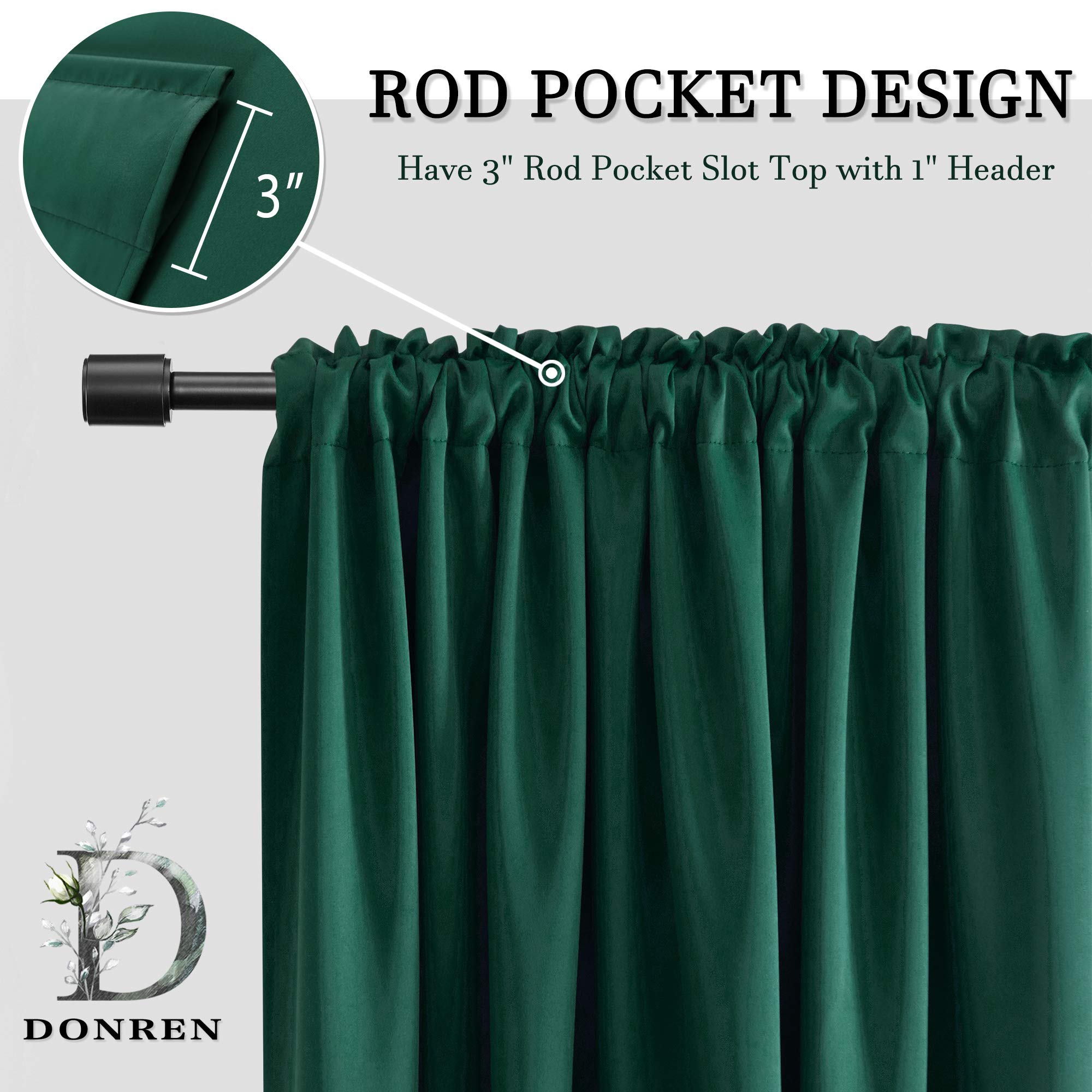 Donren Dark Forest Green Curtain Tiers For Small Window - Mini Blackout Camper Curtains For Bedroom With Rod Pocket (52 Inch X 24 Inch,2 Panels)