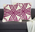 Sajavat Home Sh_1045 Cotton Geometric Stripe Embroidery Cushion Cover (Pack Of 2, Pair) 18X18 Inches/45.7X45.7Cm Magenta Pink &