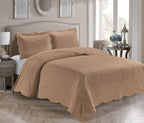 Home Collection 3 Piece Over Size Embossed Solid Color Coverlet Bedspread New # Veronica (Taupe, King/California King)