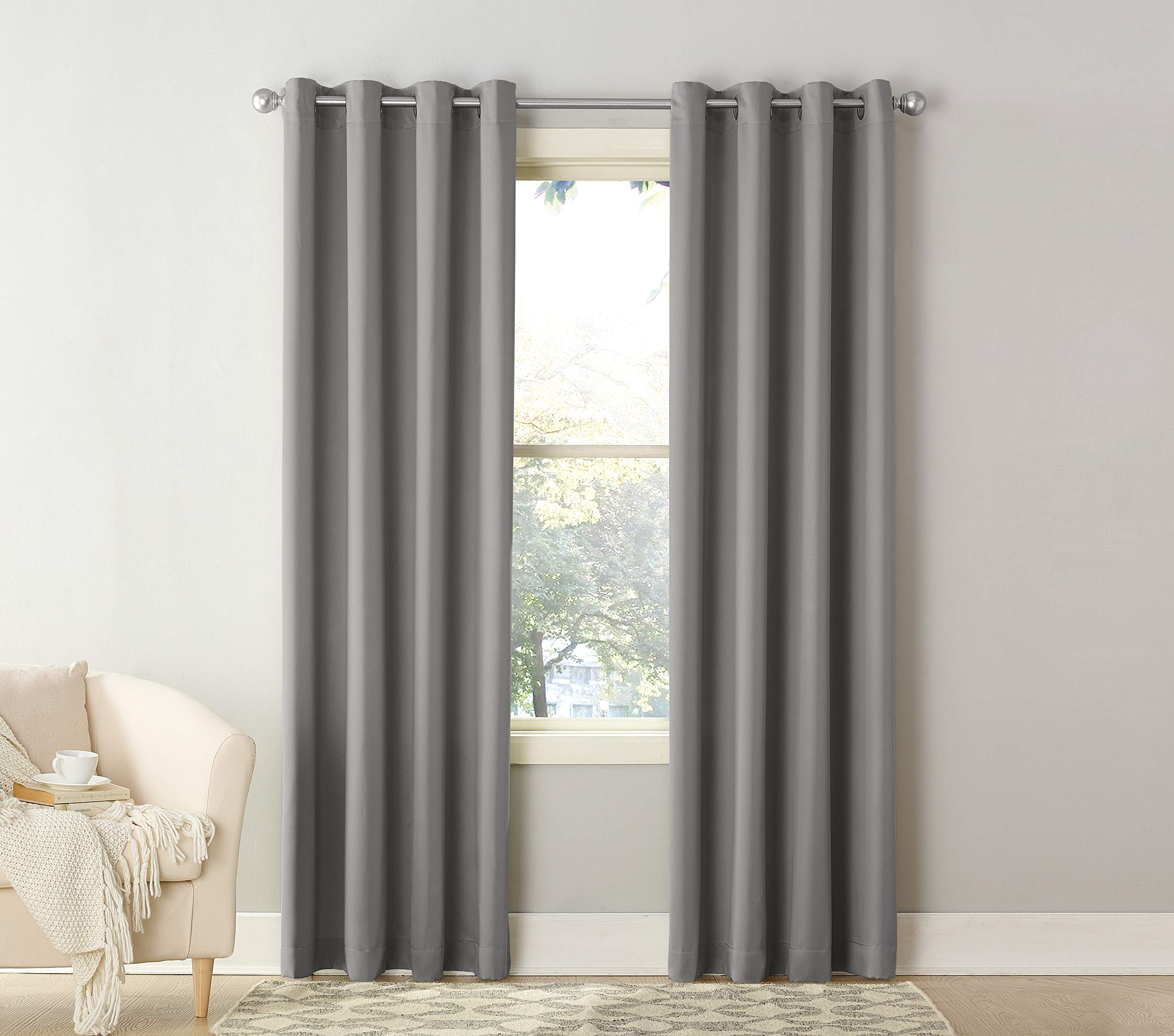 Sun Zero Becca Energy Efficient Grommet Curtain Panel, 40'' X 84'', Gray