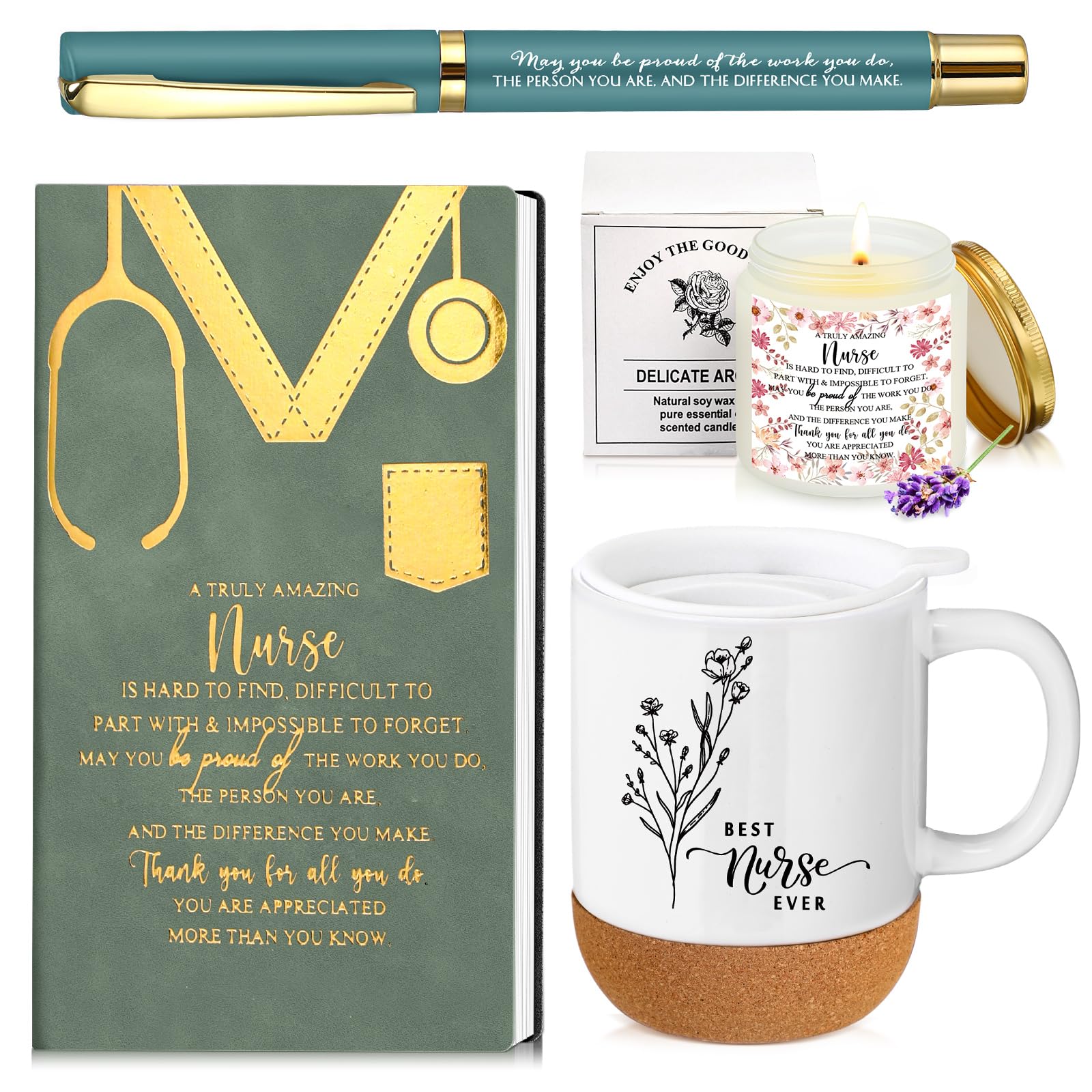 Sayglossy 4 Pcs Nurse Gifts Set for Women Men Christmas Nurse Practitioner Week Gifts Inspirational Appreciation Gift Notebook C