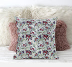 HomeRoots Light Blue Pink 18' Light Green Magenta Roses Zippered Suede Throw Pillow