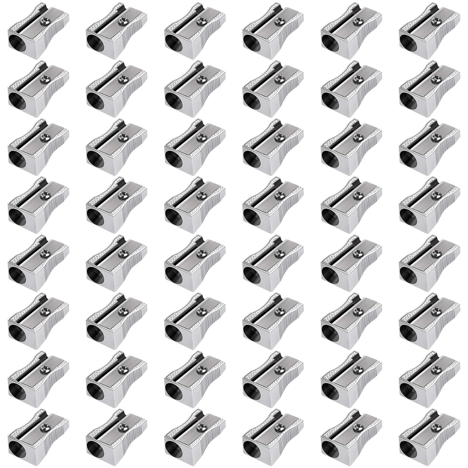Frienda 48 Pack Metal Pencil Sharpeners Handheld Metal Mini Pencil Sharpeners Manual Pencil Sharpeners With Single Hole Aluminum
