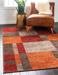 Unique Loom Autumn Collection Modern Contemporary Casual Abstract Area Rug, 5' 3'' x 8', Multi/Dark Brown
