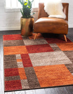 Unique Loom Autumn Collection Modern Contemporary Casual Abstract Area Rug, 5' 3'' x 8', Multi/Dark Brown