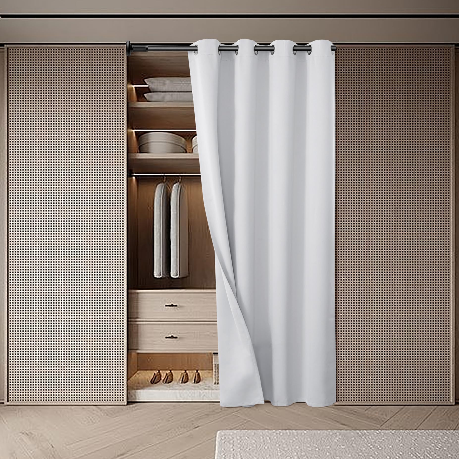 Bgment Greyish White Door Curtain 80 Inch Length For Doorway, Bedroom Closet Curtain, Privacy Thermal Insulated Blackout Grommet Room Divider For Room Separation, 1 Panel, 52 Inch Wide