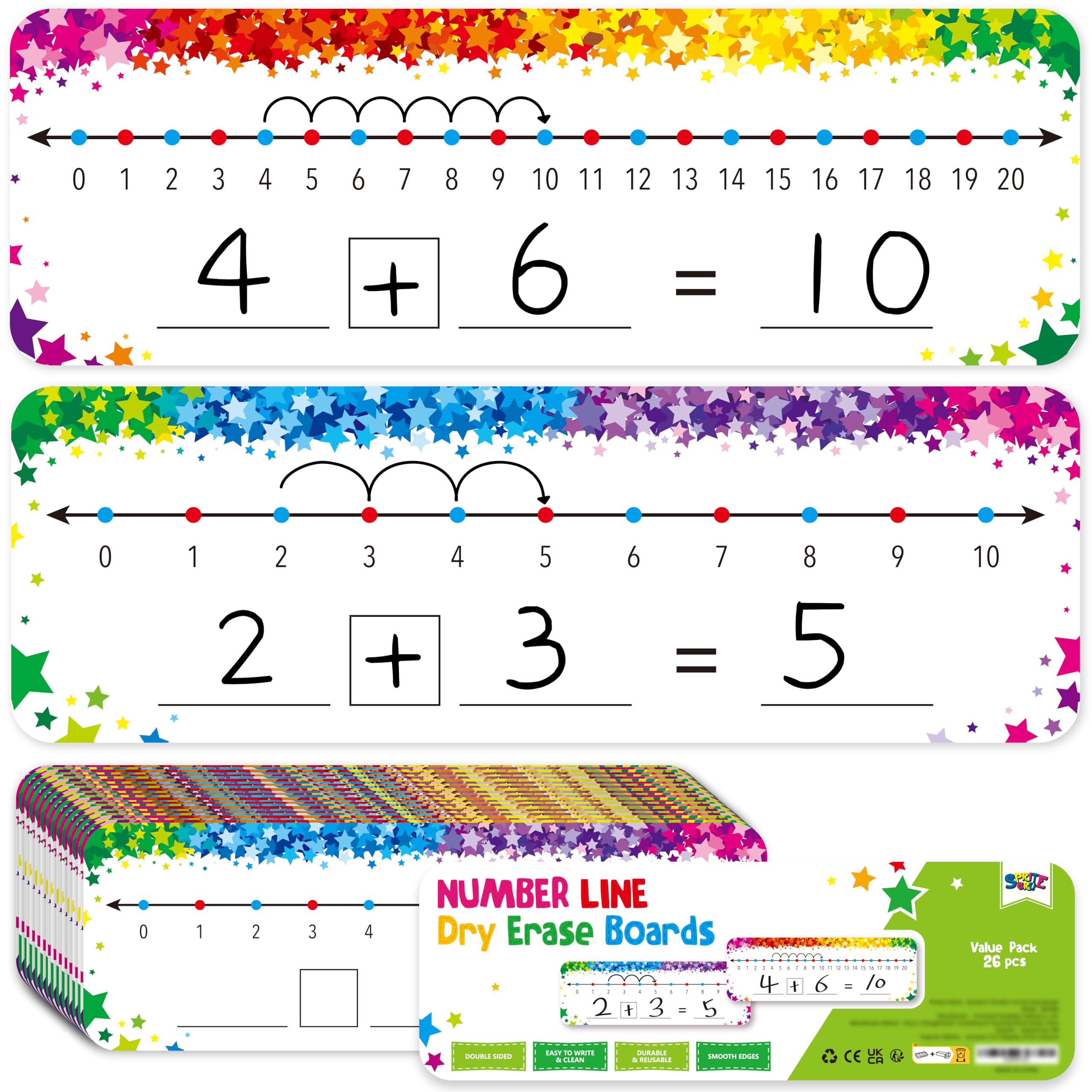 26 Pcs Number Line Dry Erase Boards, Writable And Erasable Double Sided Board-0-10 On One Side & 0-20 On Other Side Math White B