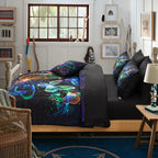 A Nice Night Galaxy Bedding Sets,3D Butterfly Flying In Space Printed,Glitter Butterflies 6Pcs Bed In A Bag Twin Comforter Set,