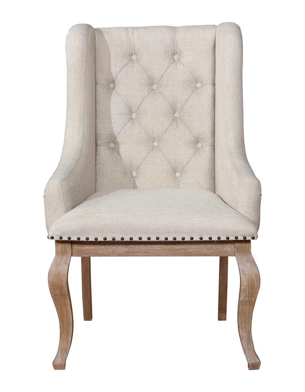 Coaster Furniture Glen Cove Arm Chairs with Button Tufting and Nailhead Trim Cream and Barley Brown (Set of 2) 110293