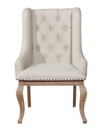 Coaster Furniture Glen Cove Arm Chairs with Button Tufting and Nailhead Trim Cream and Barley Brown (Set of 2) 110293