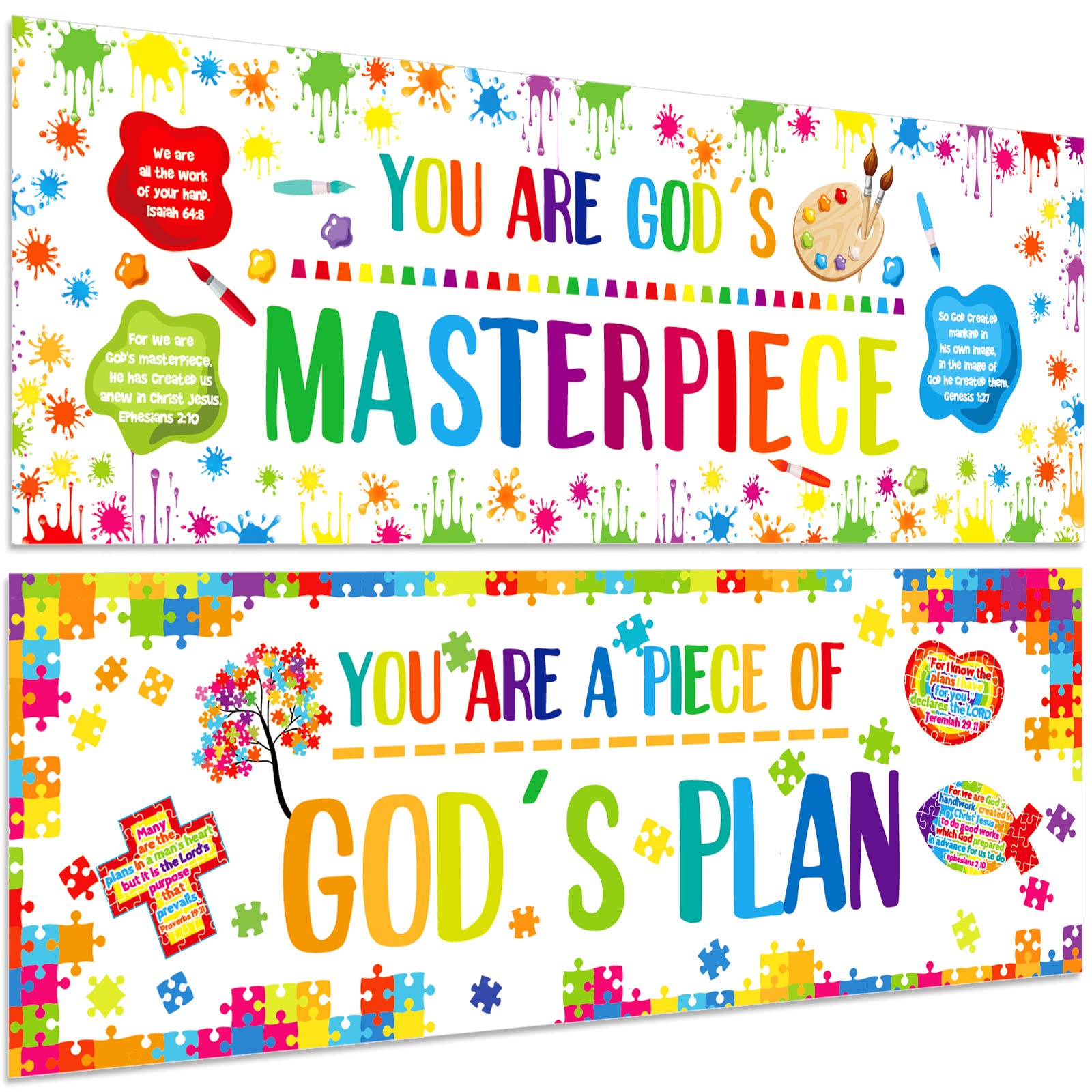 2 Pieces Christian Bulletin Board Piece Of Gods Plan Sunday School Decorations For Classroom Religious Bulletin Board Borders Ch