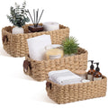 Domensi Natural Set of 3 Paper Rope Storage Baskets, Large Medium Small Woven Nesting Storage Container with Handles for Closet,