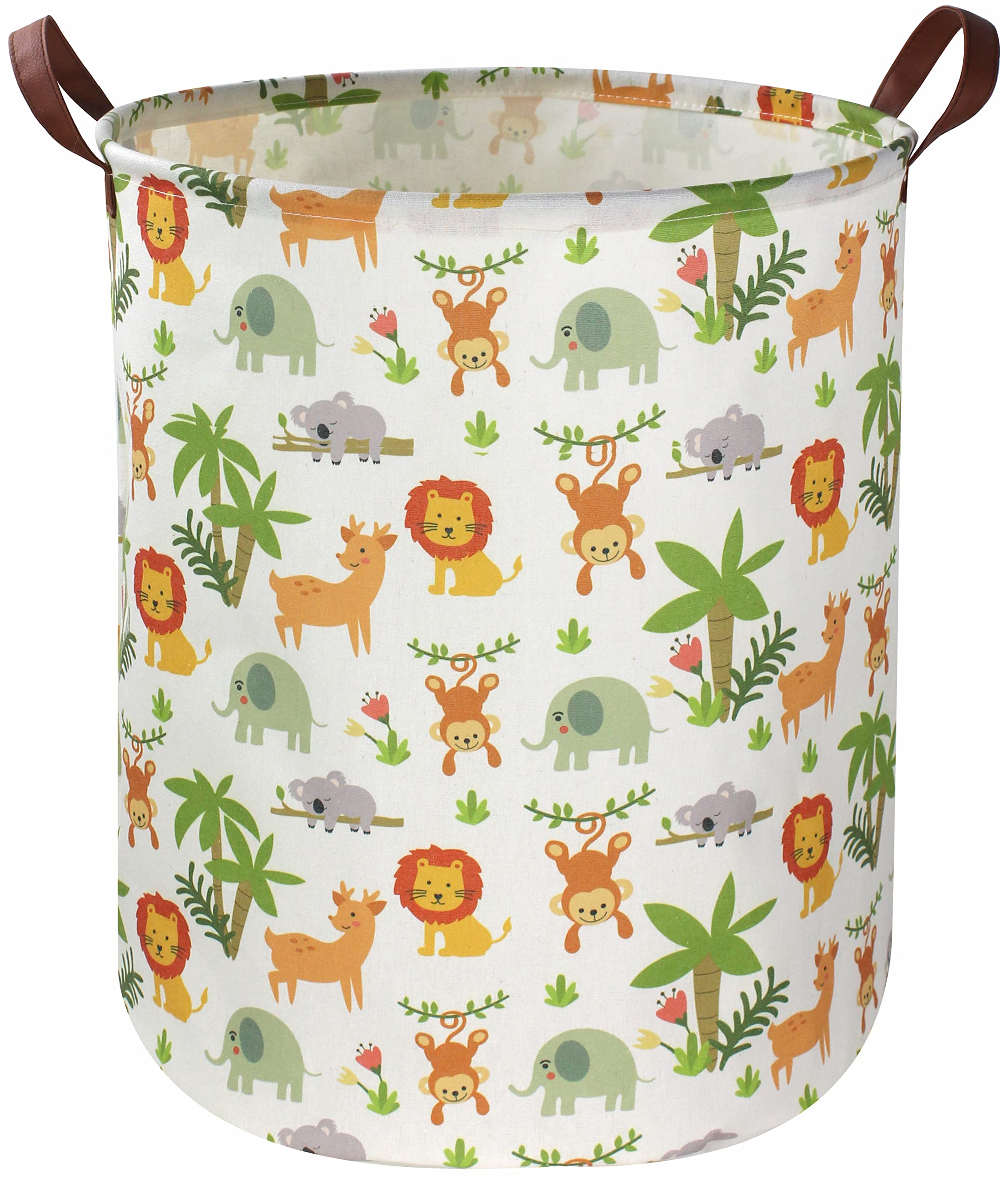 Essme Kids Laundry Hamper,Jungle Laundry Basket Collapsible Greeen Hamper for Kids Room Decor, Animal Hamper,Woodland Storage Ba