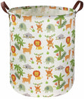 Essme Kids Laundry Hamper,Jungle Laundry Basket Collapsible Greeen Hamper for Kids Room Decor, Animal Hamper,Woodland Storage Ba