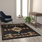 Flash Furniture Amado Collection Rustic Southwestern Area Rug - Non-Shedding Brown Olefin Fibers - 5' X 7' - Jute Backing - Bedroom, Living Room, Entryway