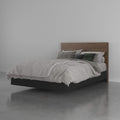 Nexera 2-Piece Bedset with Bed Frame and Headboard, Full|Walnut Black & Black