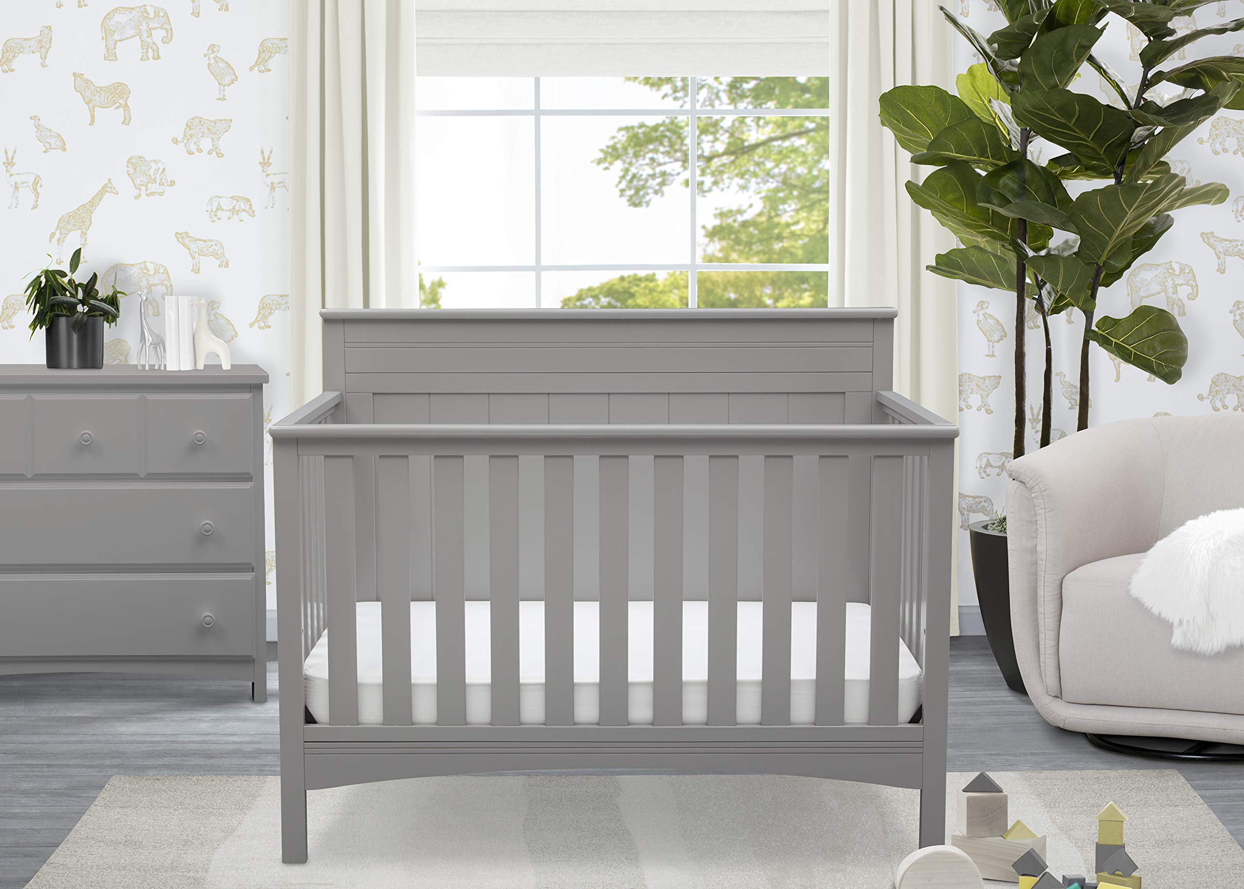 Delta Children Fancy 4-In-1 Convertible Baby Crib - Greenguard Gold Certified, Grey
