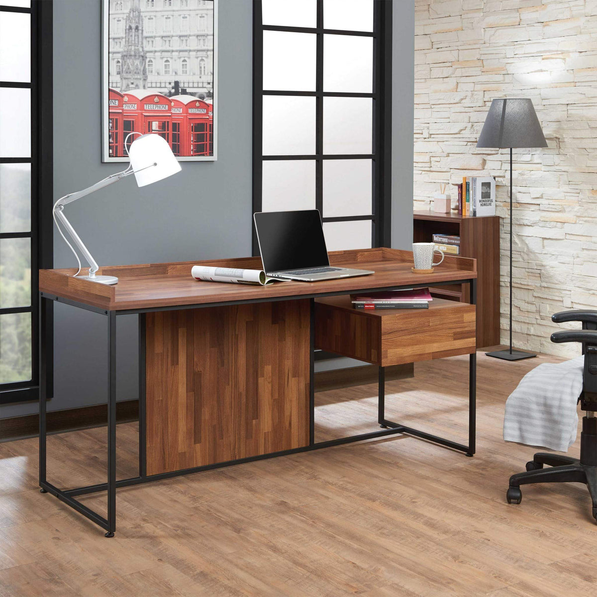 HomeRoots 62&quot; Walnut Rectangular Computer Desk