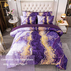Perfemet Watercolor Marble Pattern Comforter Sets Purple Tie Dye Bedding Set King Size 3D Printing Bed-In-A-Bag, Stylish Retro A