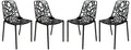 LeisureMod Aluminum Stackable Dining Chair Set of 4 with Floral Cutout Design, Black Patio Side Chair for Indoor and Outdoor Use