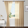 Hiasan Sheer Curtains 84 Inches Long With Tiebacks, Light Filtering Voile Textured Drape Lightweight Window Curtains For Bedroom