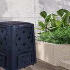 Redmon 65 Gallon Outdoor Compost Bin With Snapping Lift Off Lid, 4 Door Access, And Multiple Vent Holes For Garden And Landscaping, Black