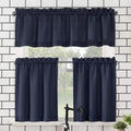 No. 918 Martine Microfiber Semi-Sheer Rod Pocket Kitchen Curtain Valance and Tiers Set, 54 x 45, Navy Blue