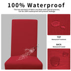 Easy-Going 100% Waterproof Dining Room Chair Cover Set Of 2, Stretch Jacquard Parson Chair Slipcover Removable Washable Chair Protector For Home, Restaurant, Banquet (Large, Red)
