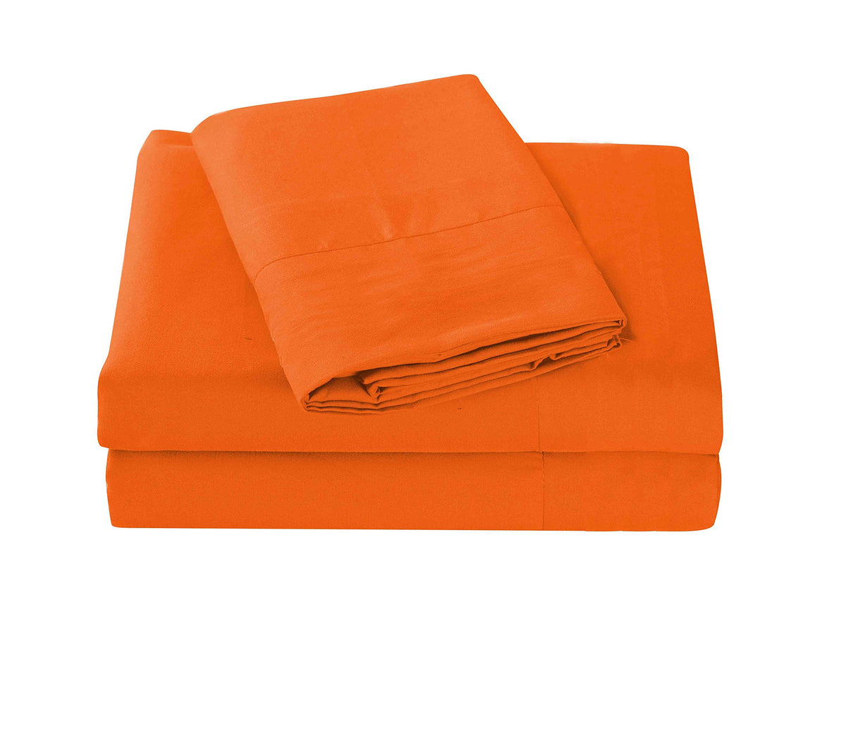 Sheets & Beyond Super Soft 1800 Series Cotton Touch Microfiber 3 Piece Sheet Set (Orange, Twin Size)