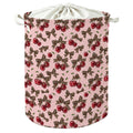 GWOKPAAI Leopard Bow Cherry Laundry Basket, Pink Preppy Girls Laundry Basket Hamper, Girly Aesthetic Cheetah Cherry Waterproof C