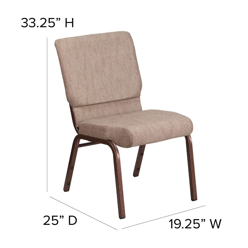 Flash Furniture Hercules Series 18.5''W Stacking Church Chair In Beige Fabric - Copper Vein Frame