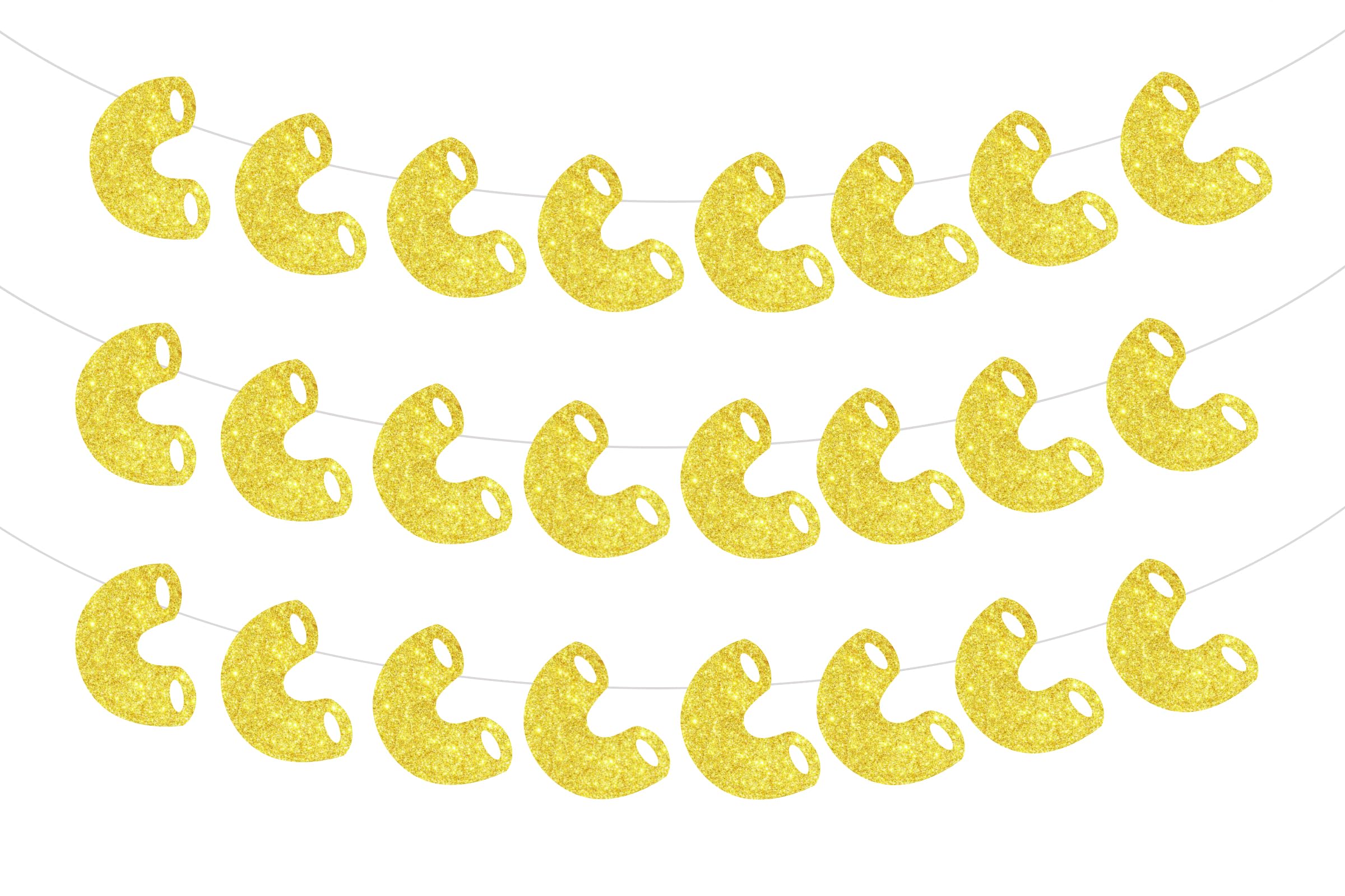 Sursurprise Cheese Themed Party Decorations, 3Pcs Macaroni Banner for Macaroni and Cheese Birthday Decorations Party Supplies