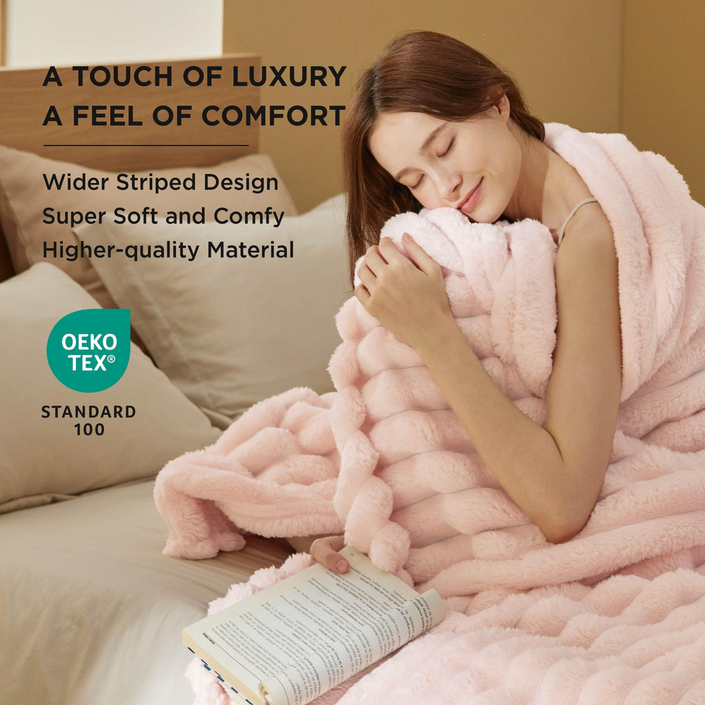 Bedsure Blankets Queen Size For Bed - Super Soft Cozy Blankets For Women, Cute Large Fleece Blanket For Girls,Pink,90X90 Inches,