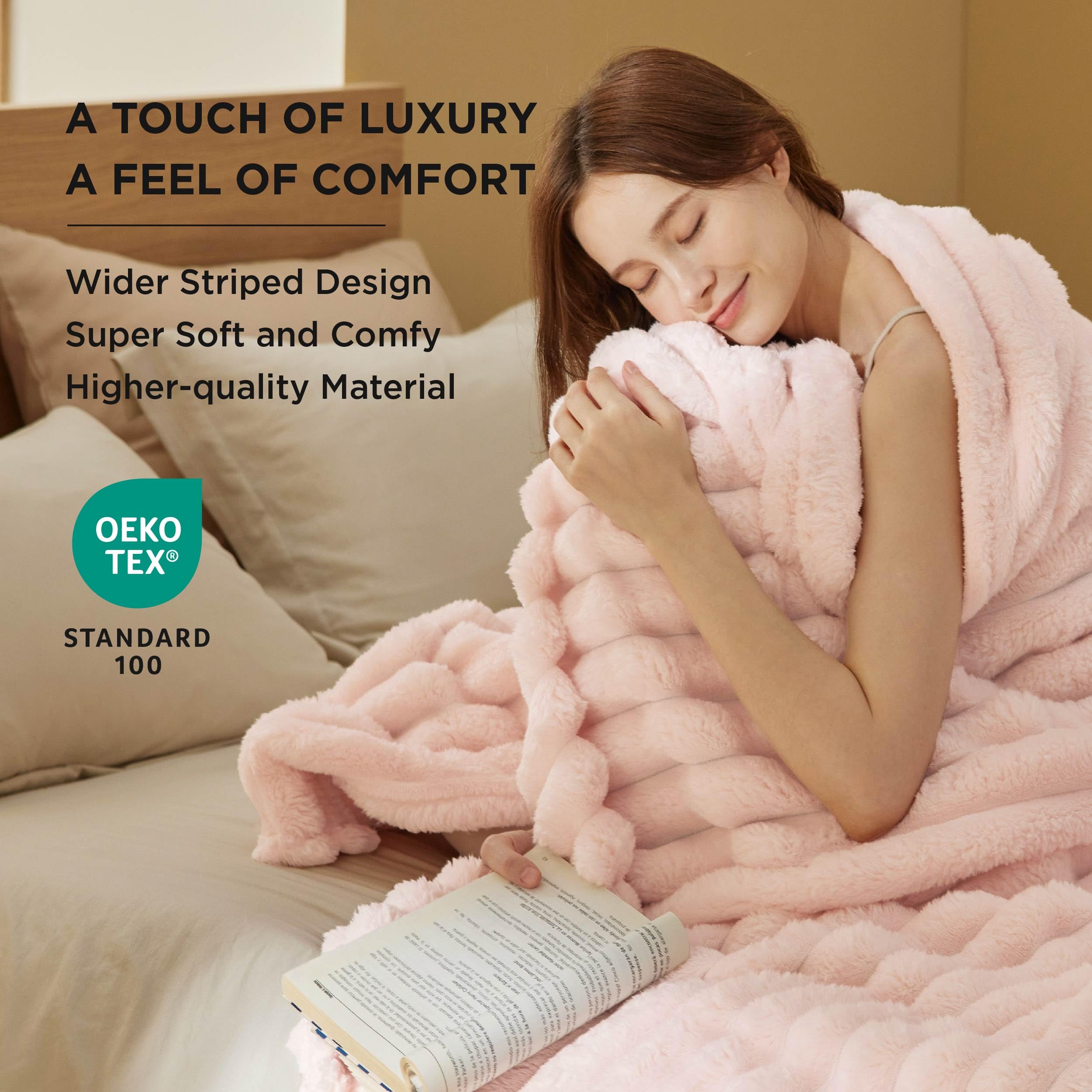Bedsure Blankets Queen Size For Bed - Super Soft Cozy Blankets For Women, Cute Large Fleece Blanket For Girls,Pink,90X90 Inches,