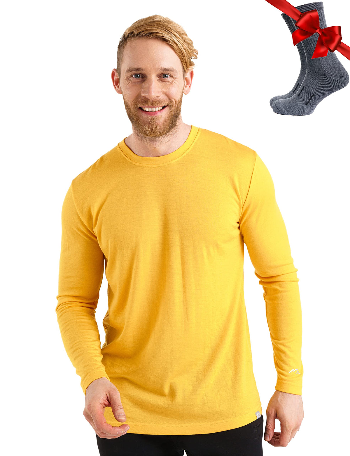 Merinotech Merino Wool Base Layer - Mens 100 Merino Wool Long Sleeve Thermal Shirts Lightweight  Wool Hiking Socks (X-Large, 165