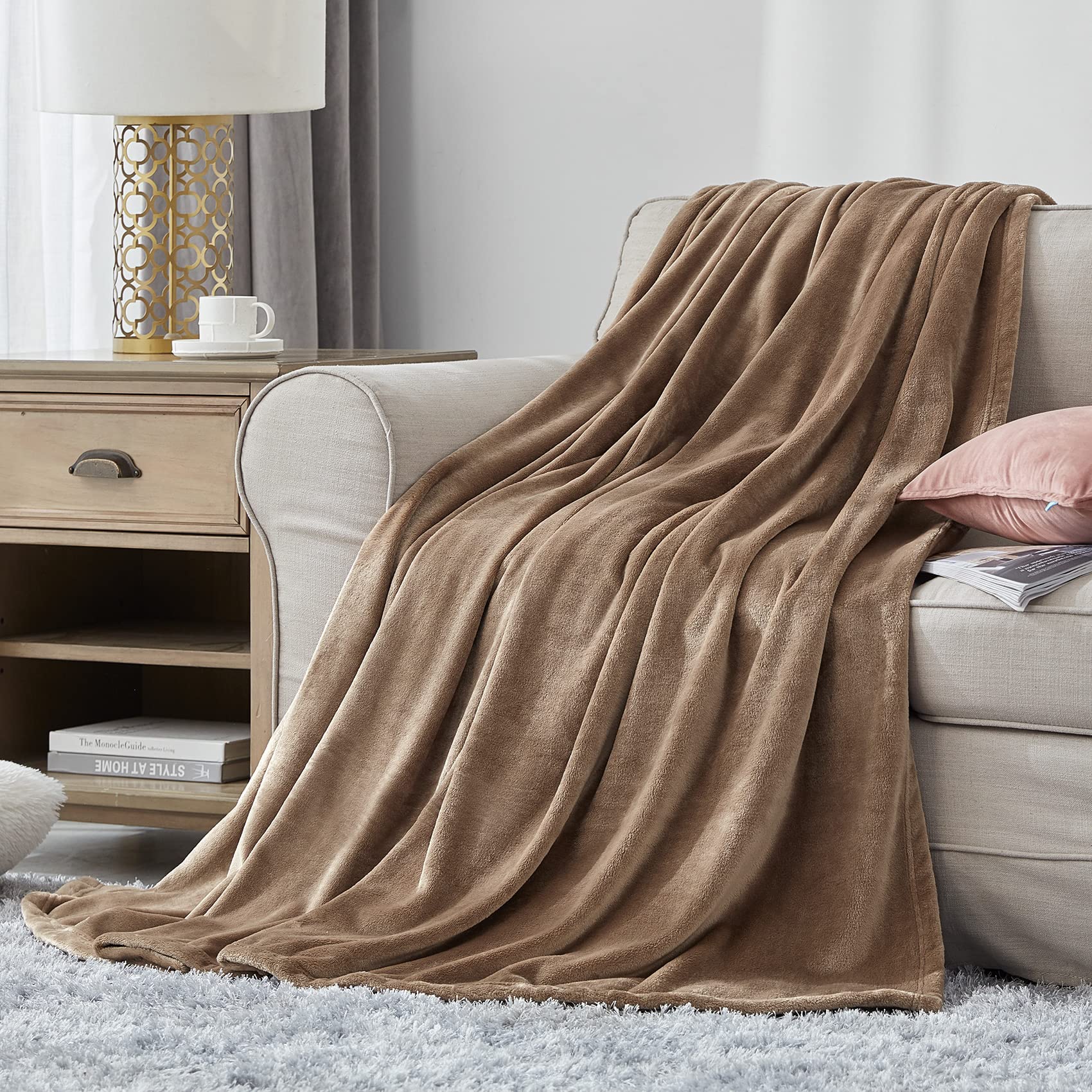 Hansleep Fleece Blanket For Couch Camel, Super Soft Camel Throw Blanket Flannel Fuzzy, Plush Cozy Blanket For All Seasons, Camel