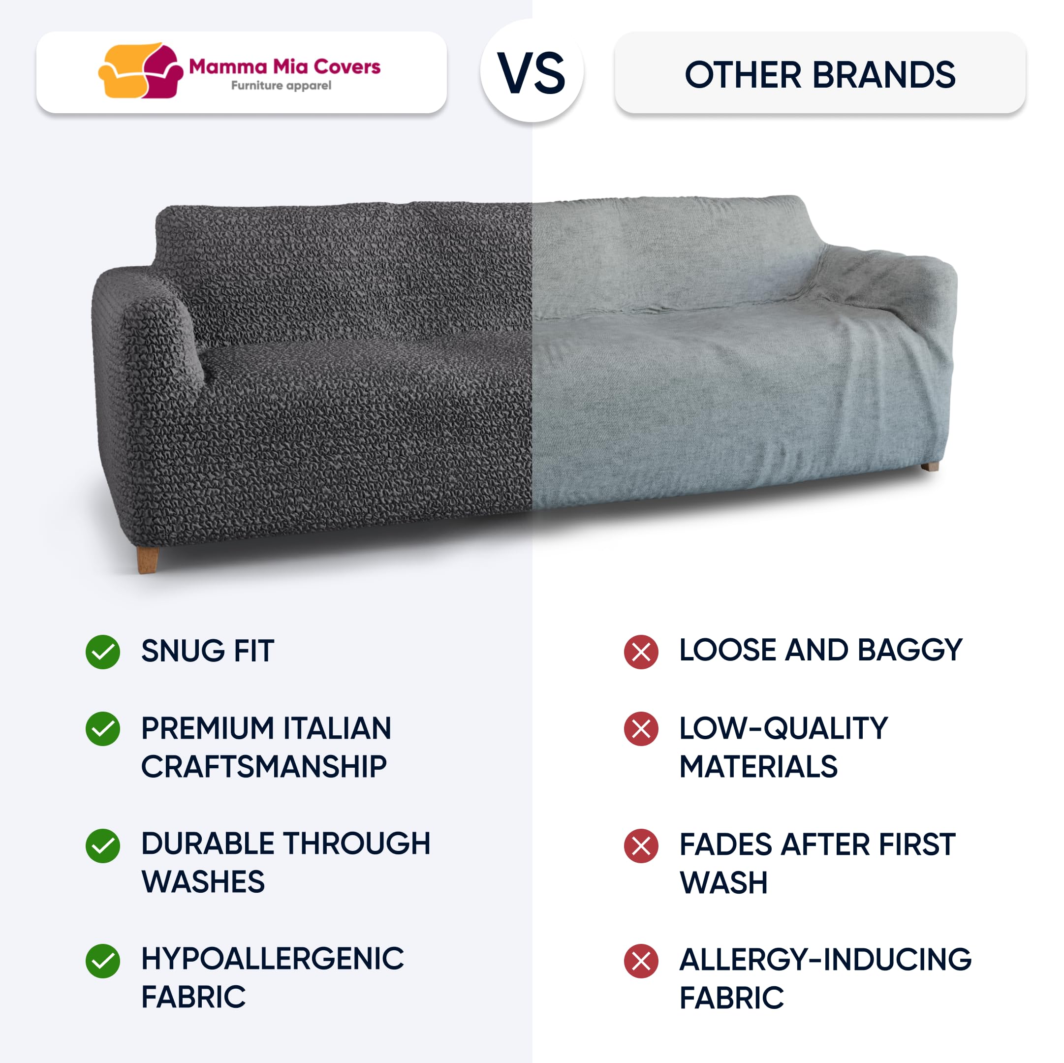 Paulato By Ga.I.Co Sofa Slipcover - Stretch Couch Cover - Stylish Cushion Sofa Cover - Soft Polyester Fabric Slip Cover - 1-Piec